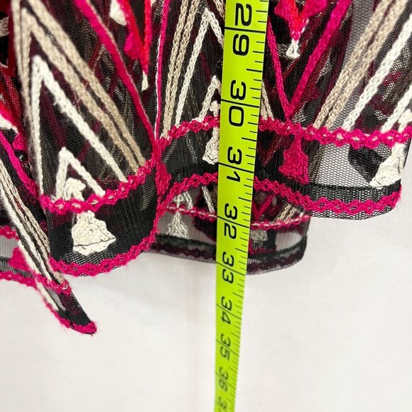 Catherines Embroidered Mesh Kimono Jacket Boho Pink Black - Women's Size 2XWP - Picture 5 of 5